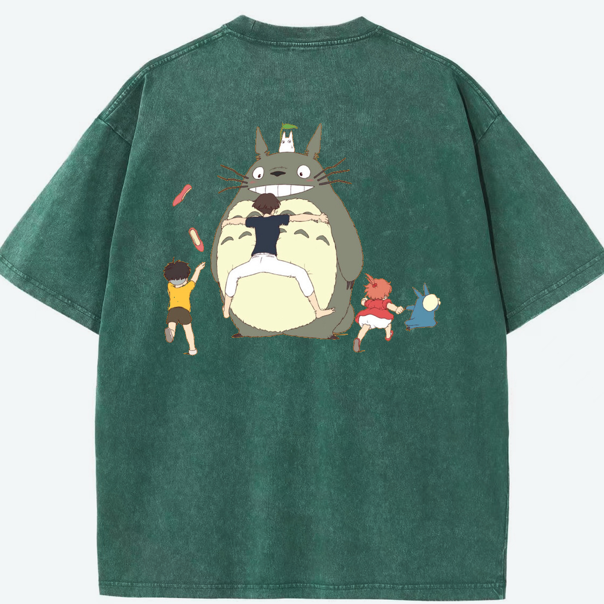 （画像用） となりのトトロ 草壁メイ 草壁サツキ My Neighbor Totoro Satsuki Kusakabe Mei Kusakabe 綿100% ヴィンテージ風 半袖Tシャツ（背面プリント）